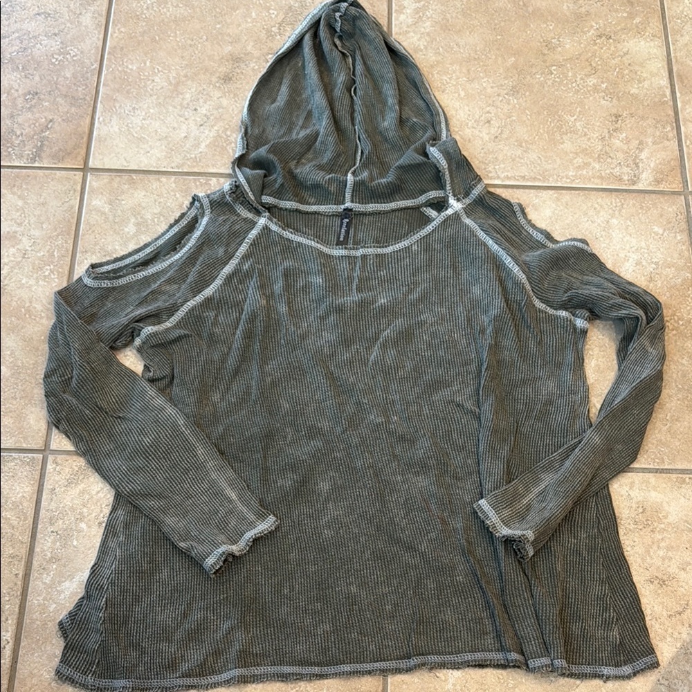 Rebellion Olive Green Hooded Sweatshirt Relaxed Fit